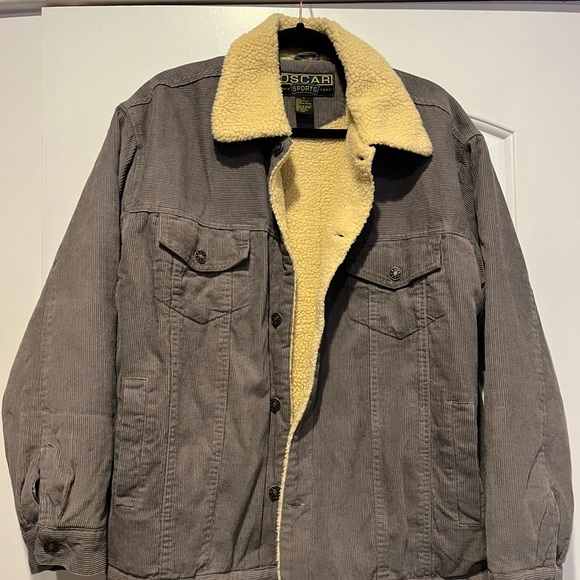 Oscar sport mens Sherpa corduroy trucker jacket size large - Picture 2 of 4